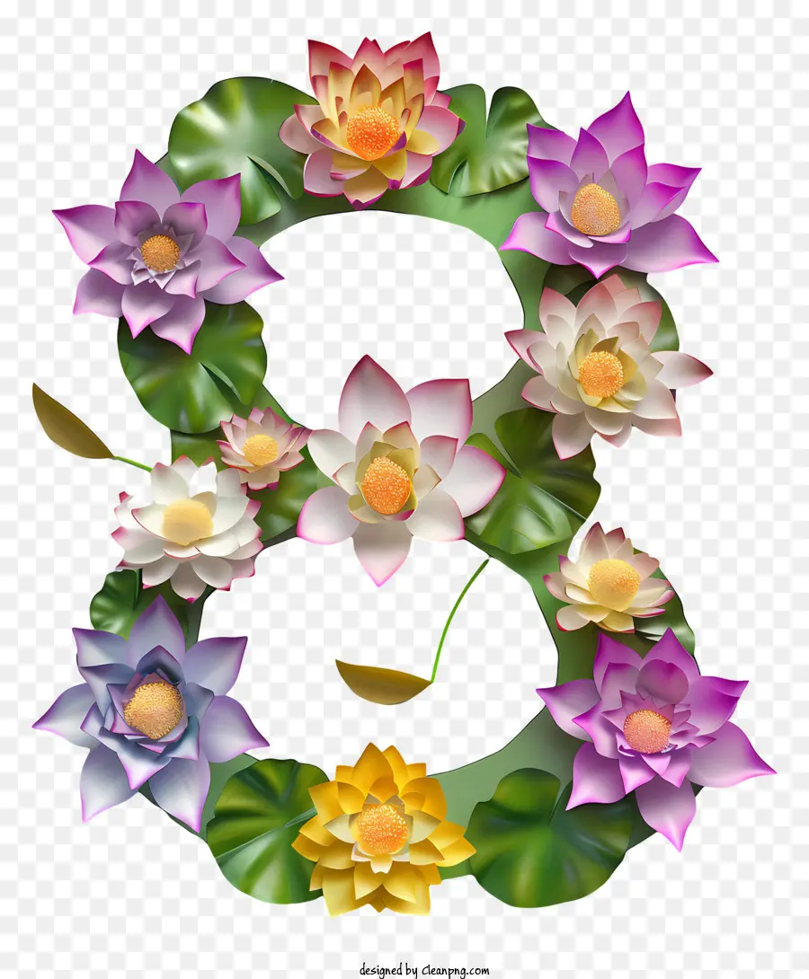 Número 8 Flores，Flores De Lótus PNG