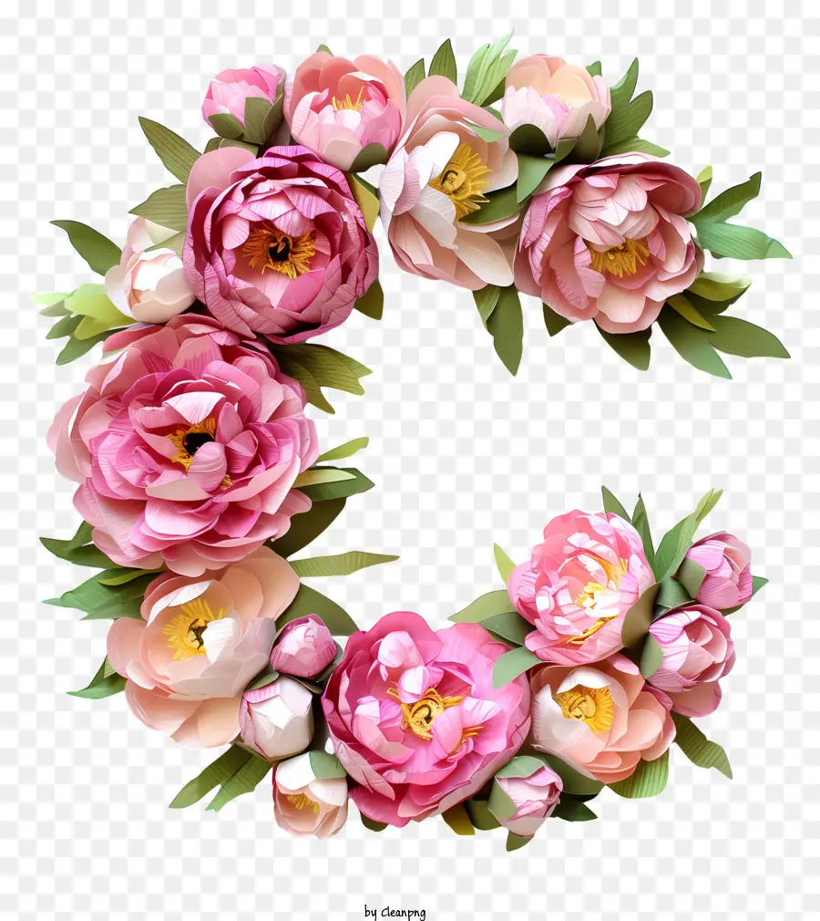 Carta Floral C，Peônias Rosa PNG