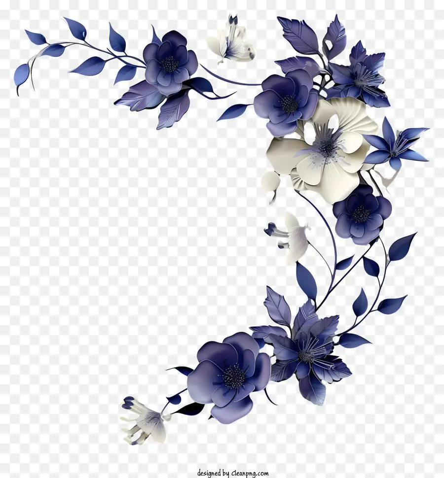 Videira Azul，Azul E Branco Flores PNG