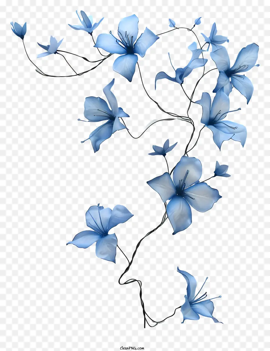 Videira Azul，Flores Azuis Escuras PNG