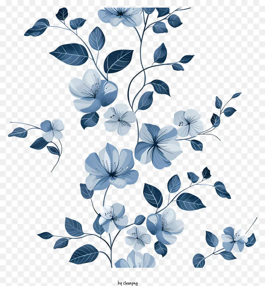 Videira Azul，Floral Padrão PNG