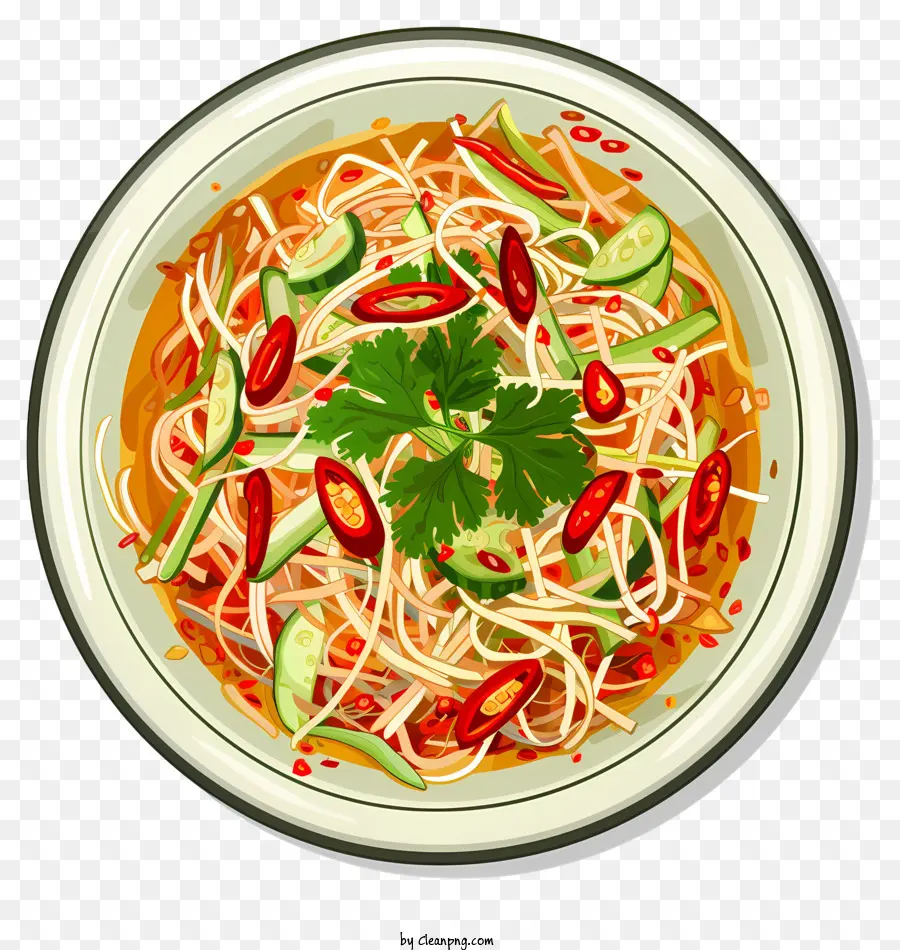 Somtum Salada Thai，Sopa De Macarrão PNG