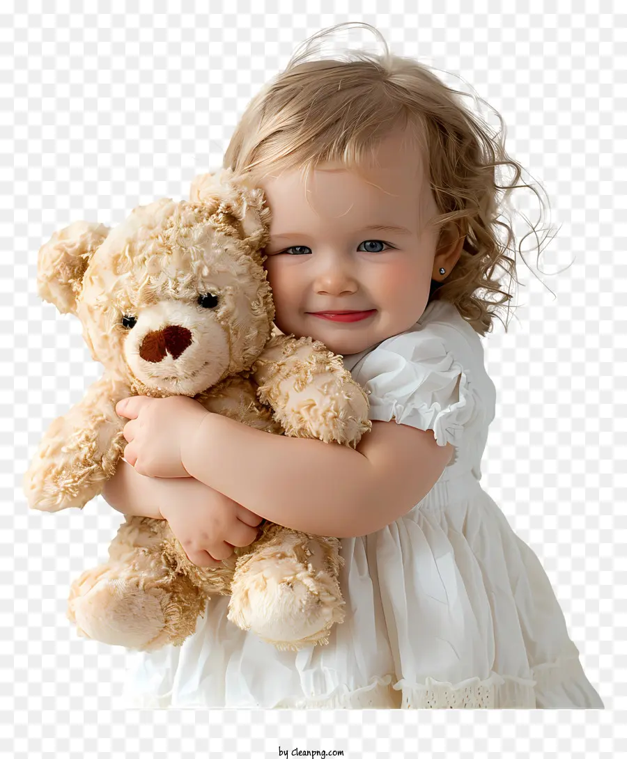 Bebê Abraçando Urso De Pelúcia，Criança Fofa PNG