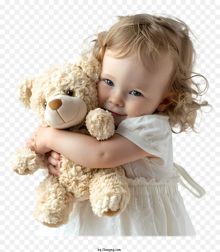 Bebê Abraçando Urso De Pelúcia，Little Girl PNG