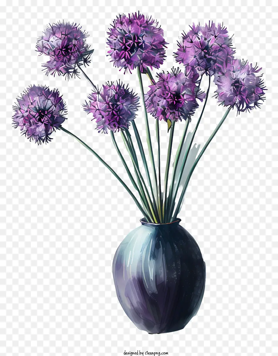 Flores De Giganteum Allium，Vaso Azul PNG