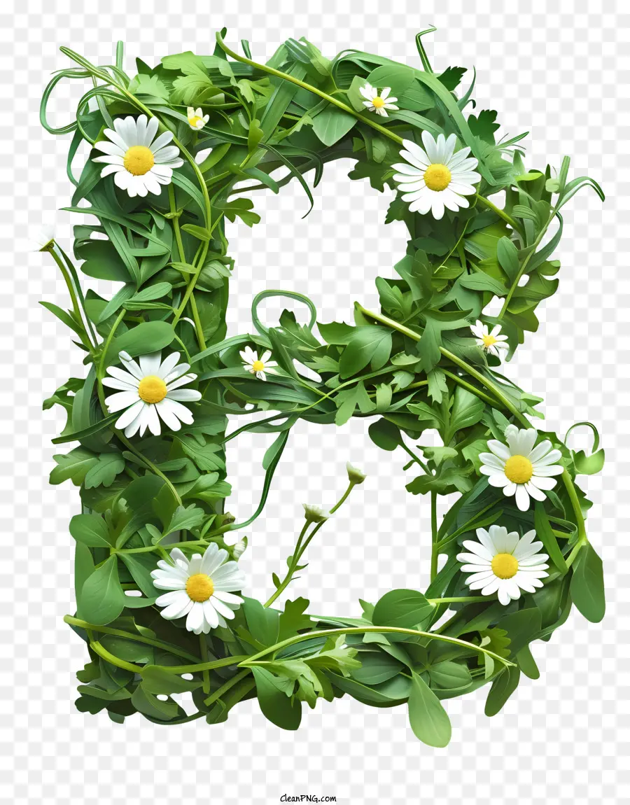 Carta Floral B，Folhas Verdes PNG