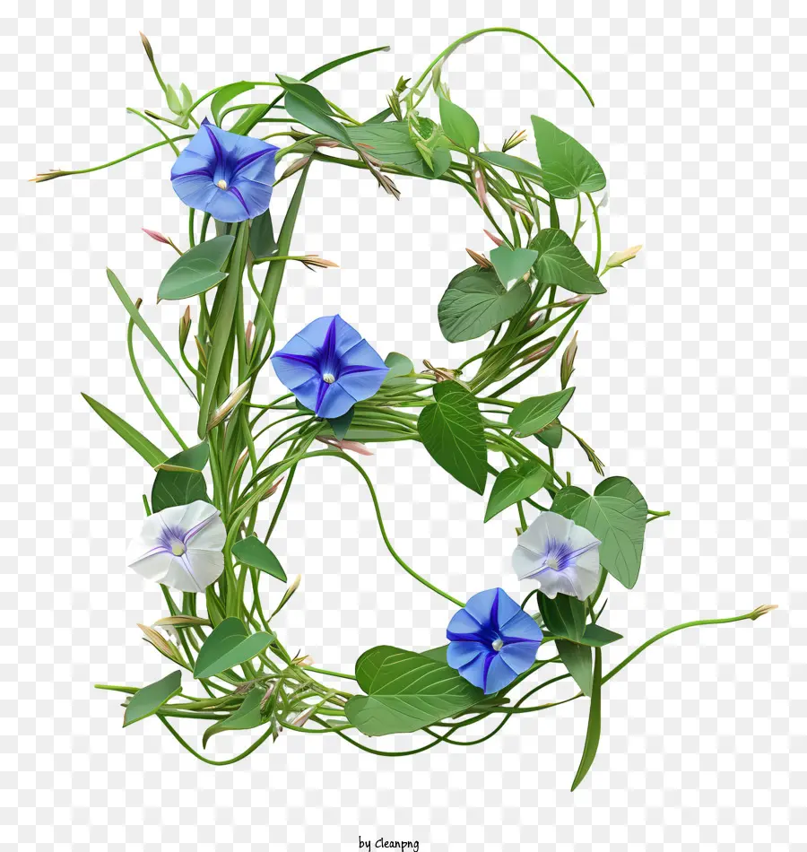 Carta Floral B，Azul E Branco Flores PNG