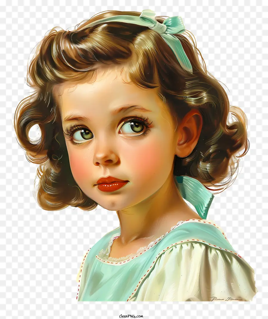 Moda Retro Girl，Little Girl PNG