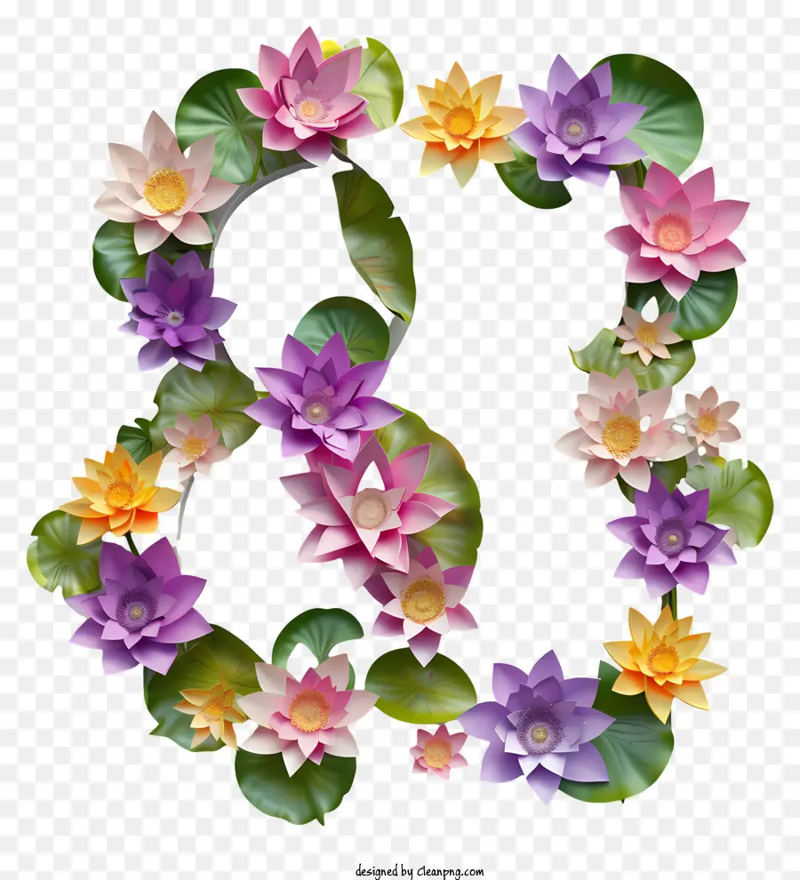 Número Floral Oito，Flores De Lótus PNG