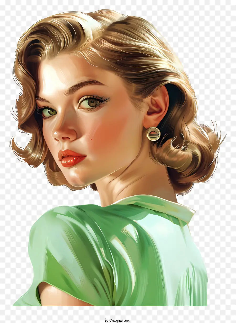 Mulher Retro Da Moda，Pintura De Retrato PNG