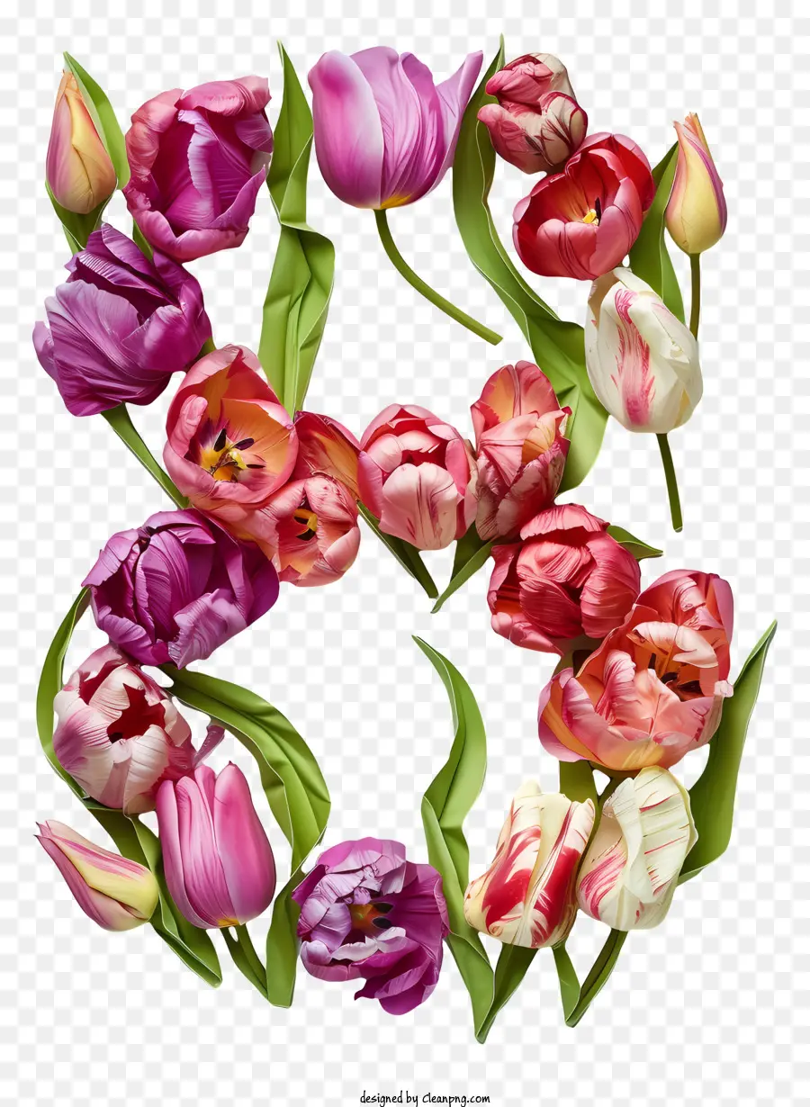 Número Floral Oito，Tulip PNG