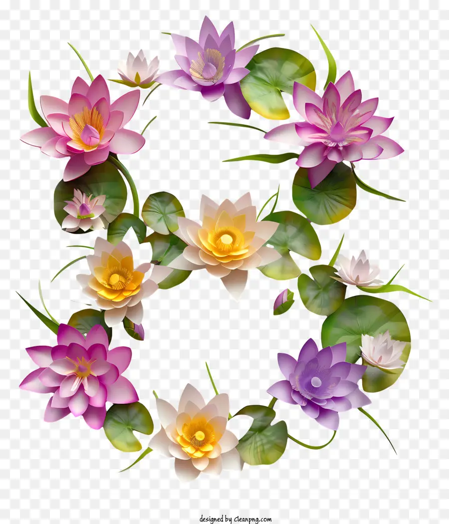 Número Floral Oito，Flor De Lótus PNG