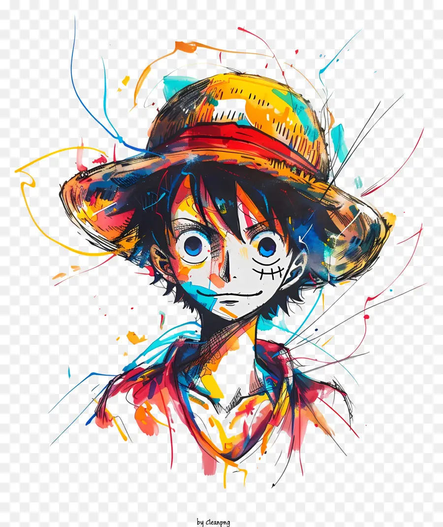 Luffy De One Piece，Pintura Em Aquarela PNG