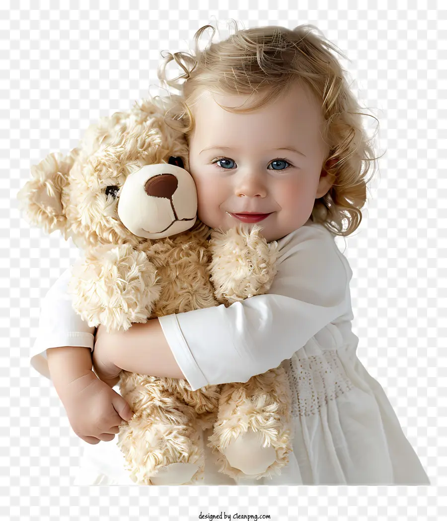 Bebê Abraçando Urso De Pelúcia，Menina PNG