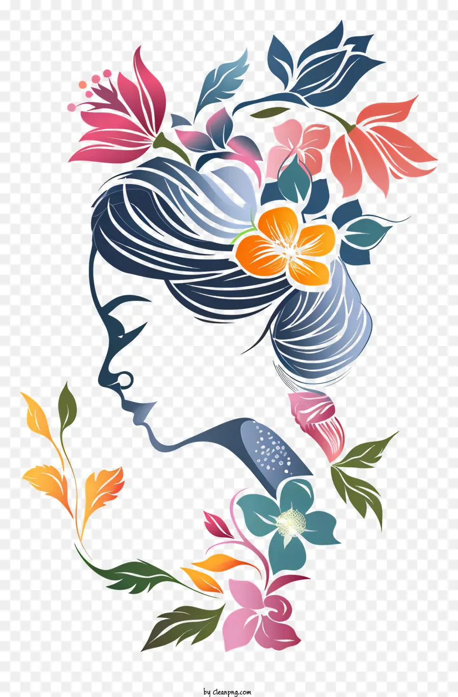 Arte Das Flores Do Dia Das Mulheres，Silhueta Floral PNG