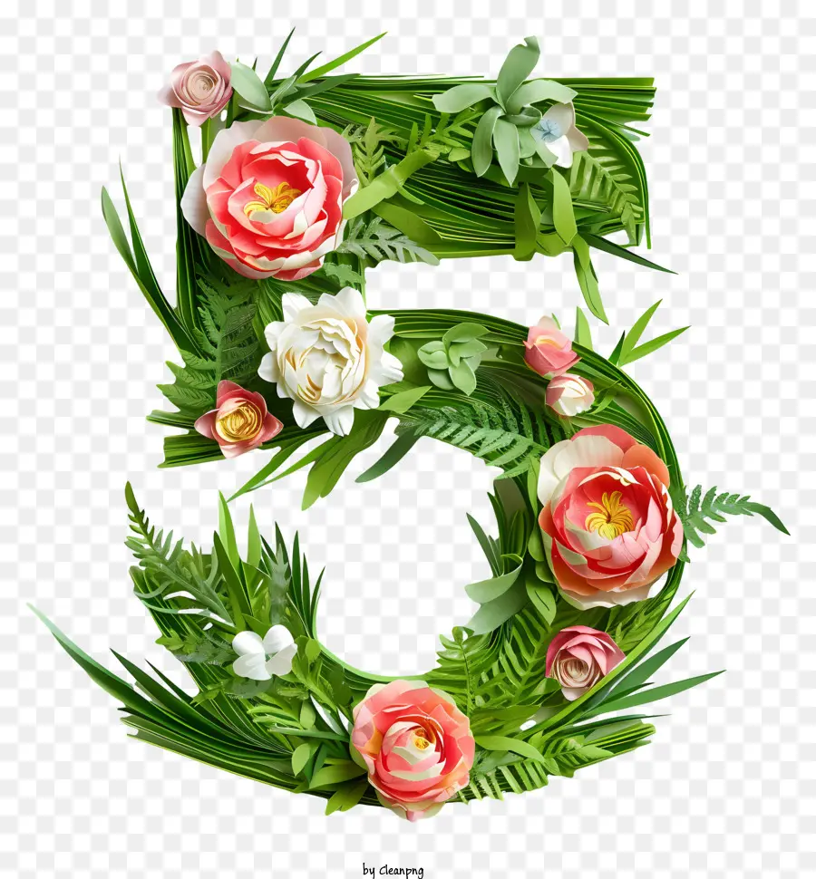 Floral Número Cinco，Número 5 PNG