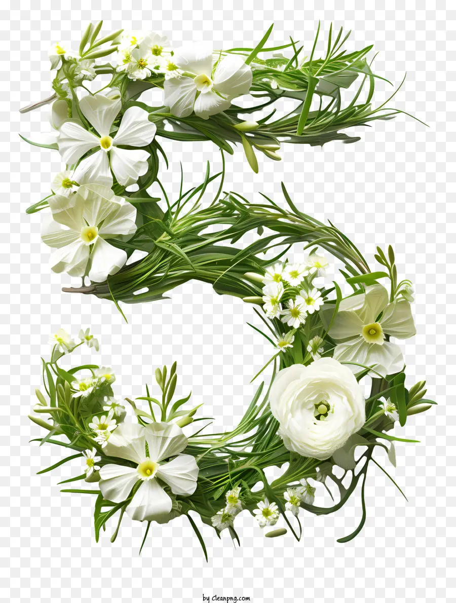 Número Floral Cinco，Decoração De Carta Da Planta PNG