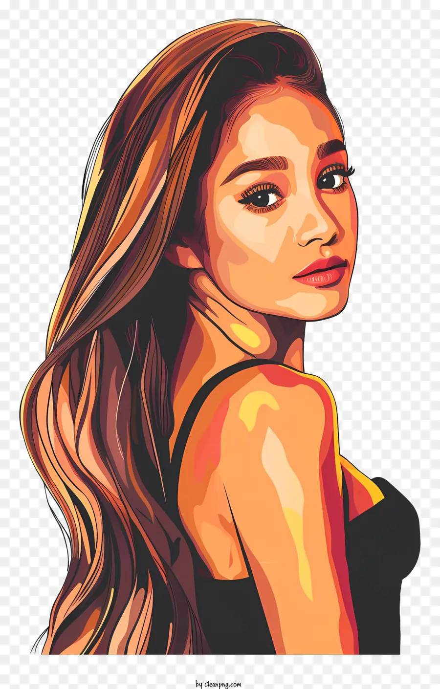 Ariana Grande，Cabelos Castanhos Longos E Encaracolados PNG