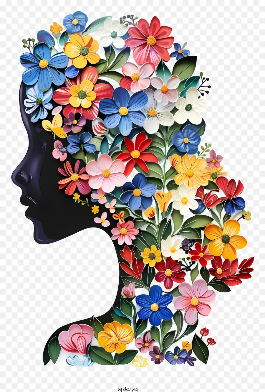 Arte Das Flores Do Dia Das Mulheres，Pintura De Rosto De Flor PNG
