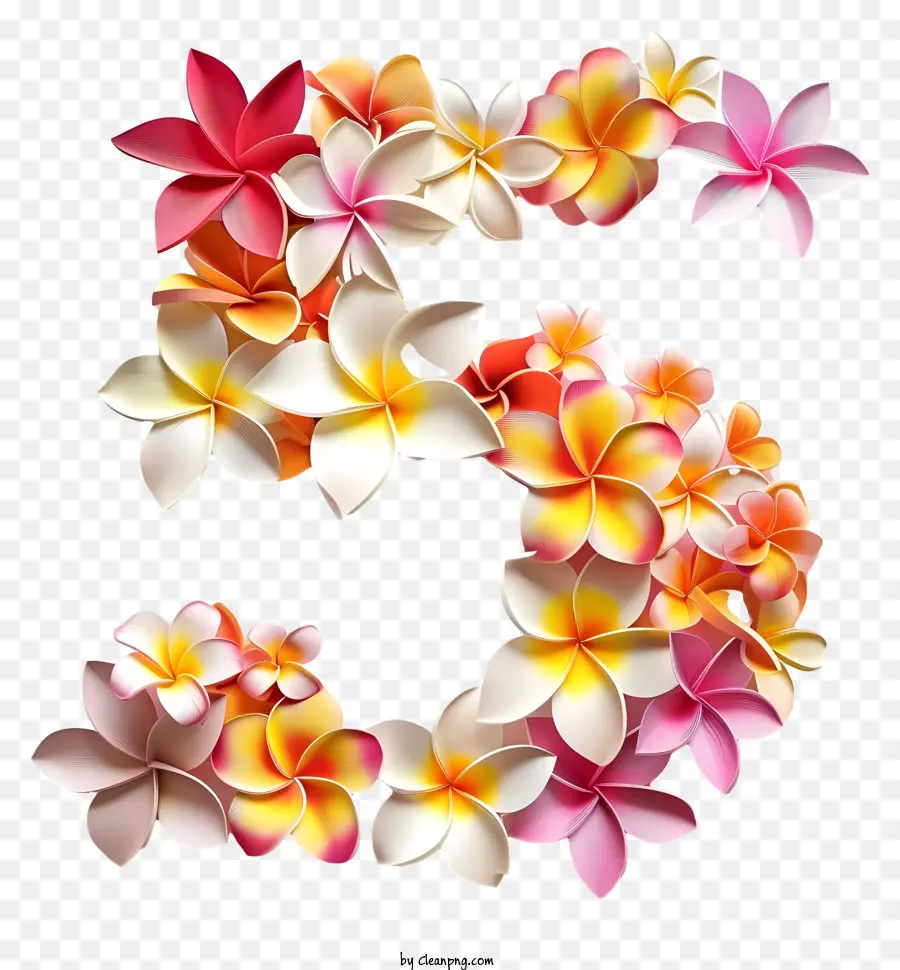 Número Floral Cinco，Número Em Forma De Flores PNG