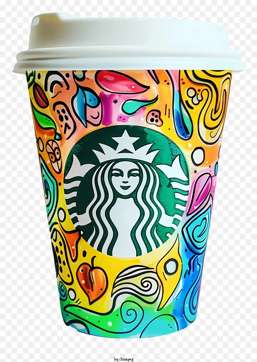 Copo De Café Da Starbucks，Copo De Papel Colorido PNG