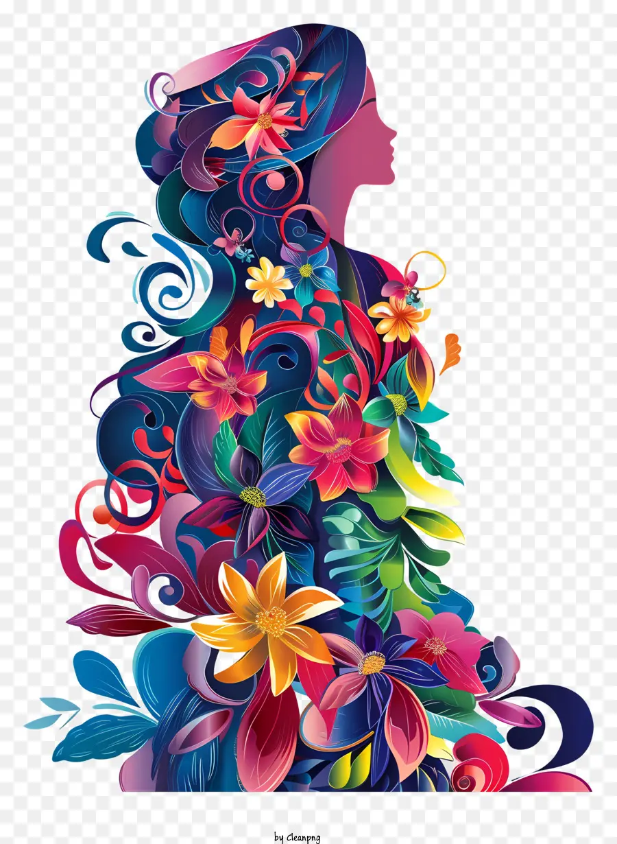 Arte Das Flores Do Dia Das Mulheres，Mulher Retrato PNG