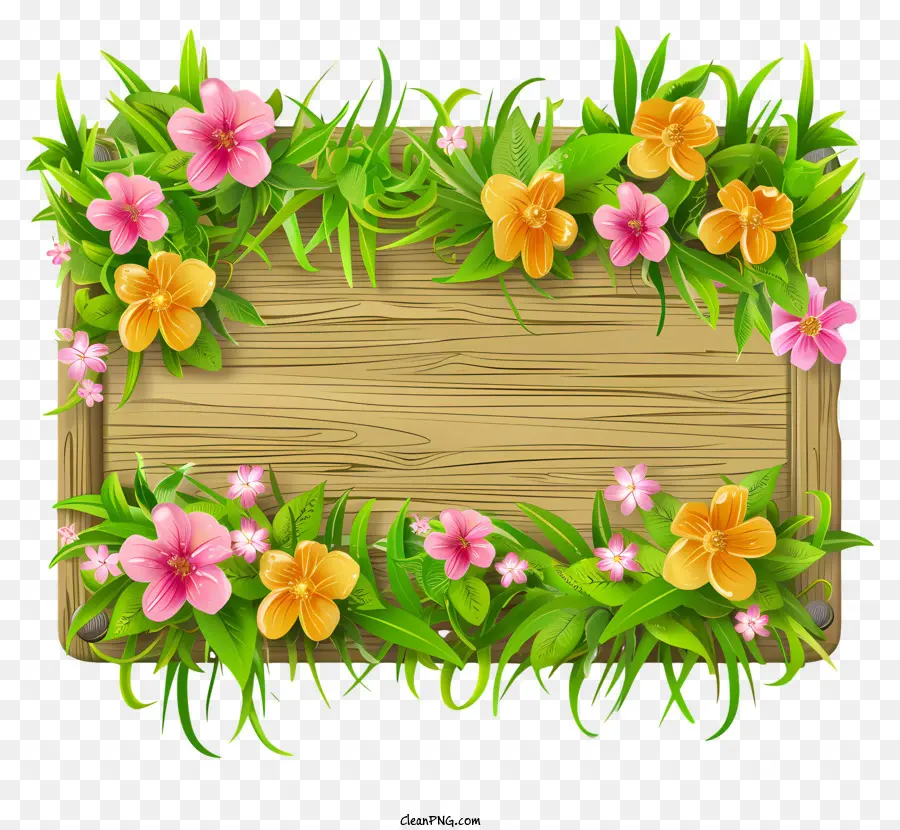 Placa De Sinal De Flores Da Primavera，Placa De Madeira PNG