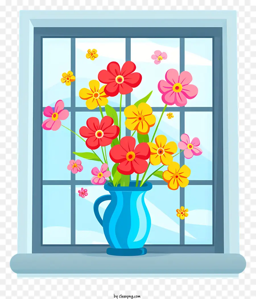 Flores Da Janela Da Primavera，O Vaso De Flor PNG