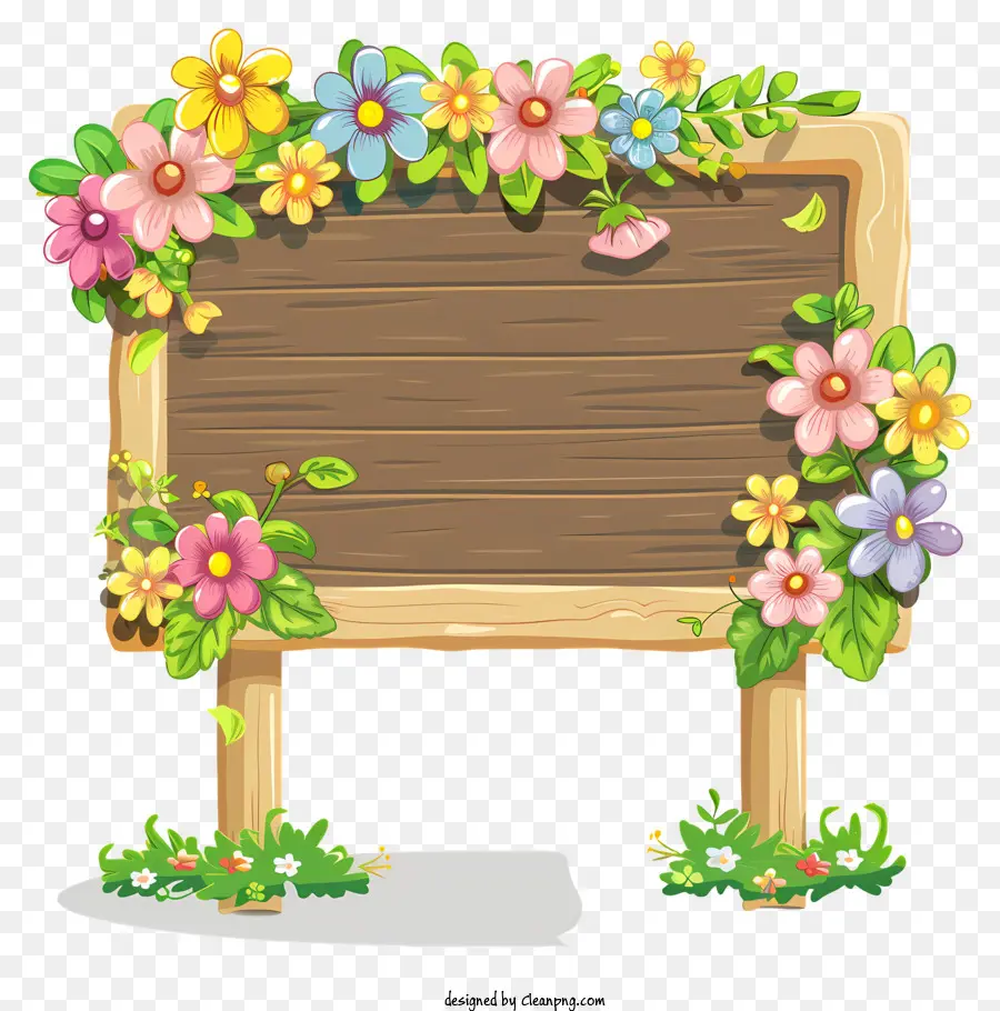 Placa De Sinal De Flores Da Primavera，Wooden Sign PNG