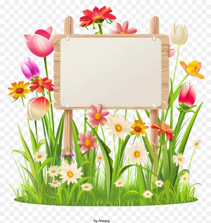 Placa De Sinal De Flores Da Primavera，Prado PNG