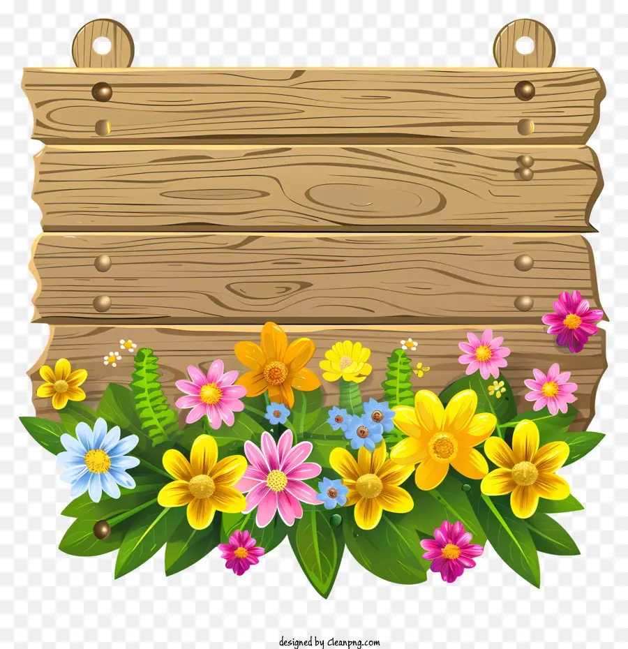 Placa De Sinal De Flores Da Primavera，Wooden Sign PNG