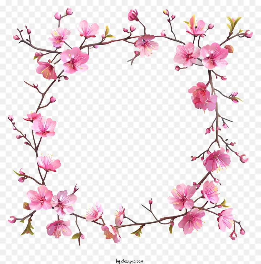 Placa De Sinal De Flores Da Primavera，Flores Cor De Rosa PNG