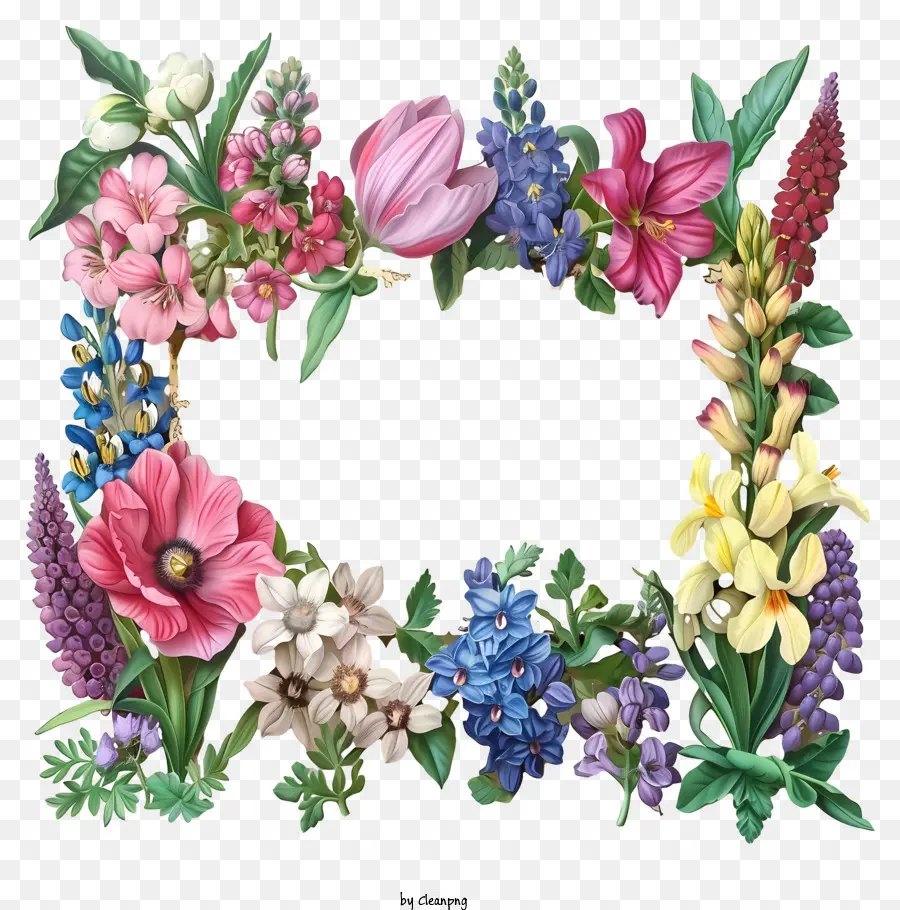 Placa De Sinal De Flores Da Primavera，Flower Frame PNG