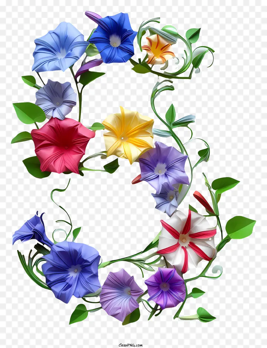 Número Floral Cinco，Carta De Flor PNG