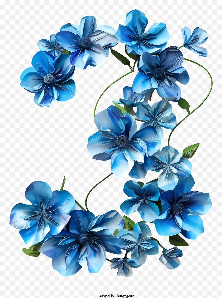 Floral Número Três，Flor Azul PNG