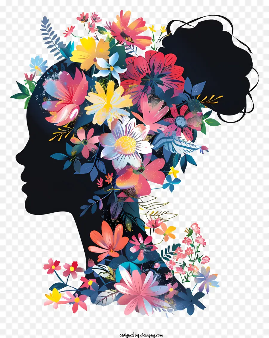 Arte Das Flores Do Dia Das Mulheres，Silhueta PNG