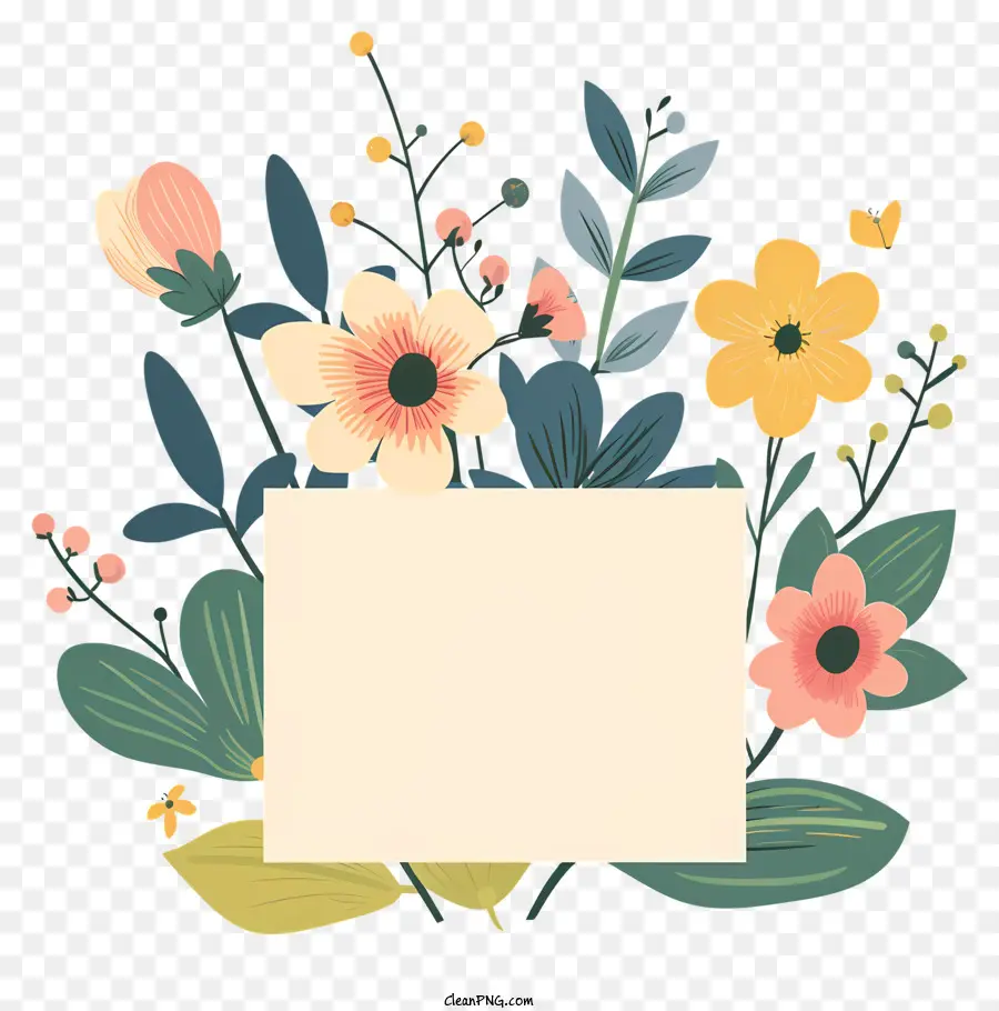 Placa De Sinal De Flores Da Primavera，Floral Moldura PNG