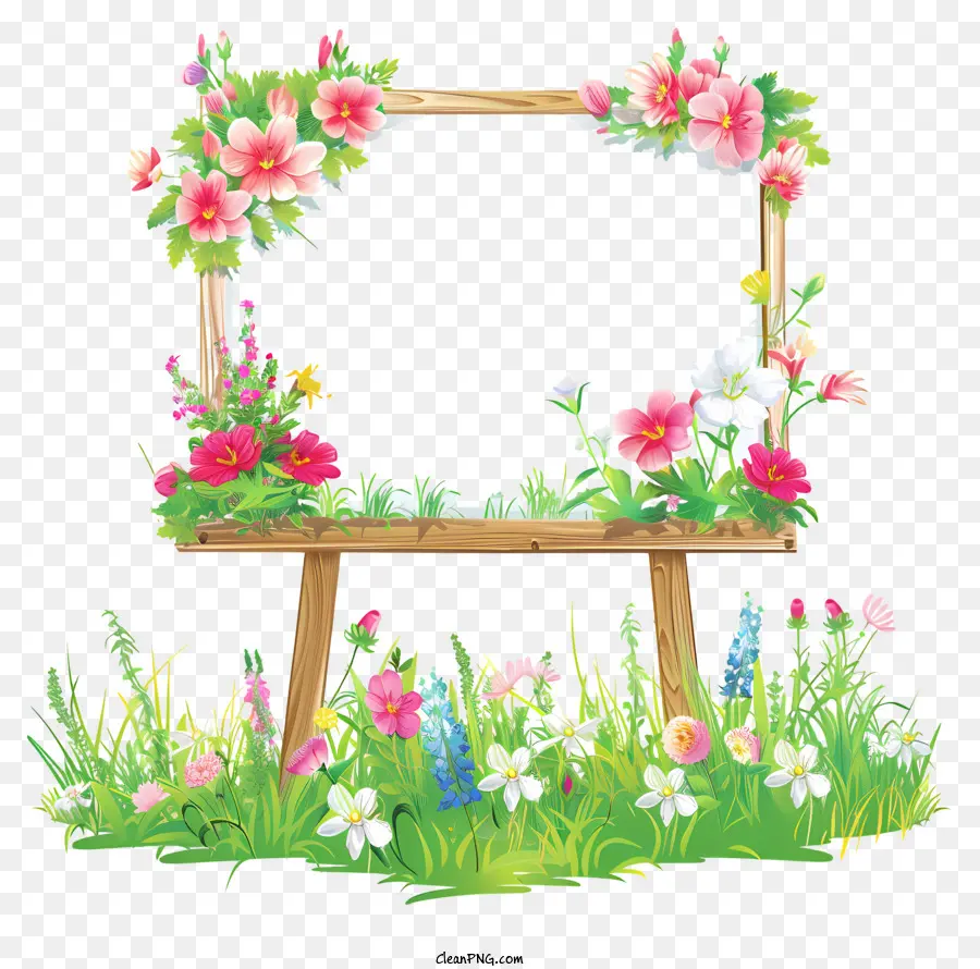 Placa De Sinal De Flores Da Primavera，Decorações Florais PNG