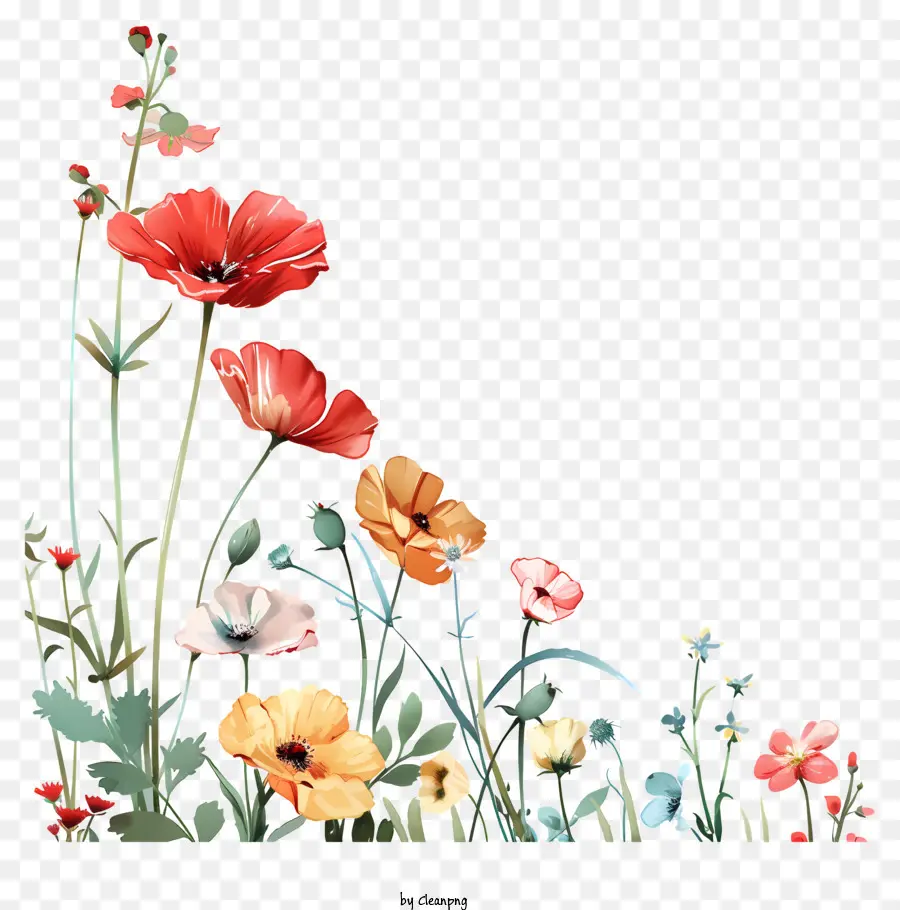 Olá Primavera，Flores Coloridas PNG