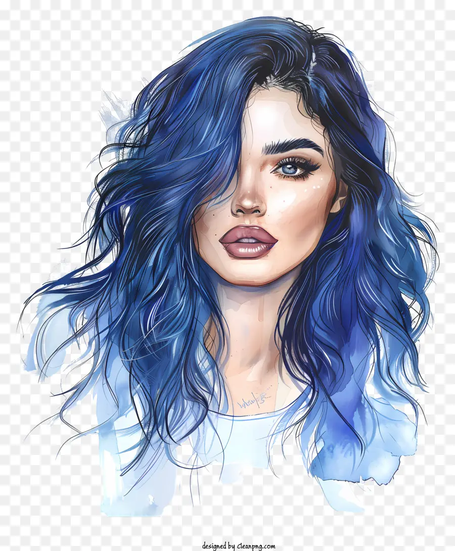 Kylie Jenner，Cabelos Azuis Longos PNG