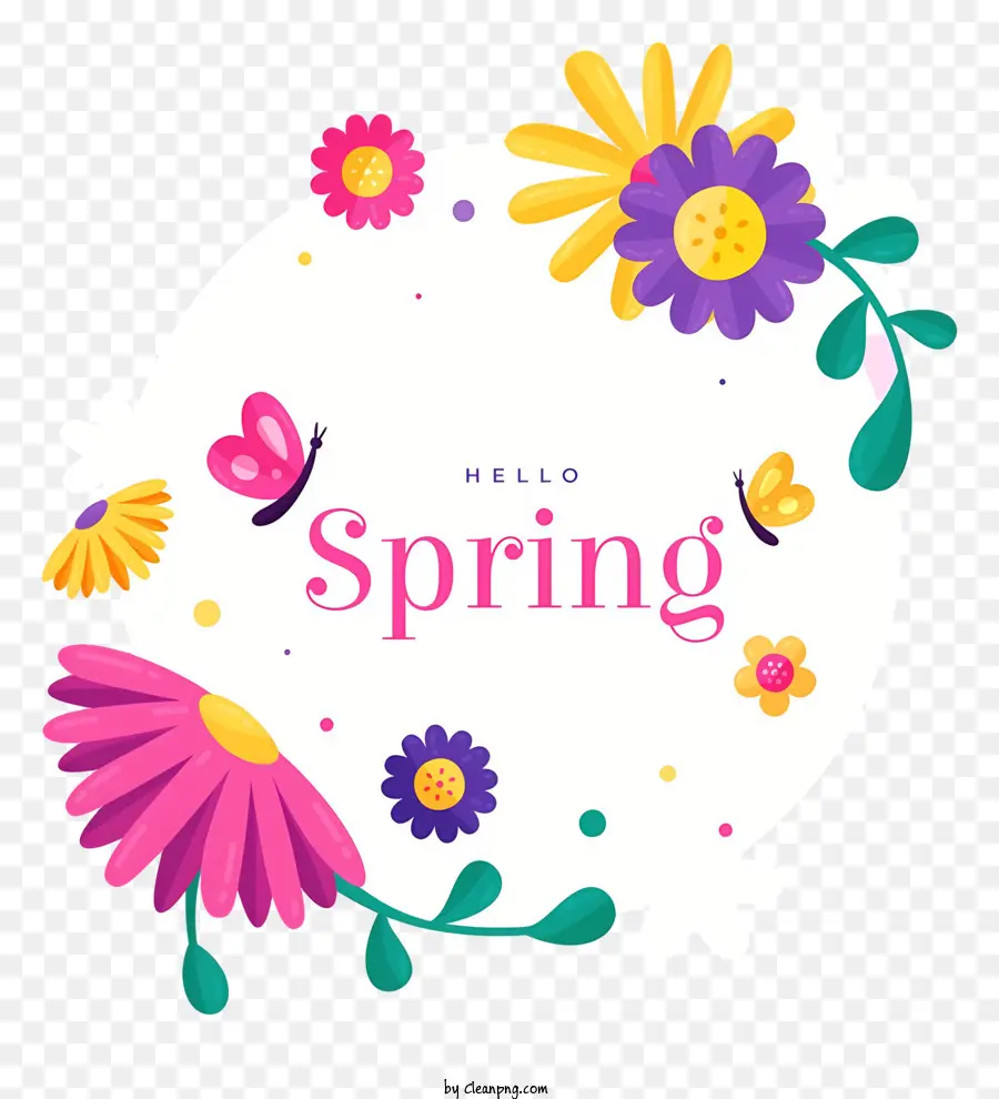 Olá Primavera，Coroa De Flores PNG