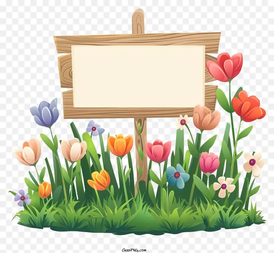 Placa De Sinal De Flores Da Primavera，Wooden Sign PNG