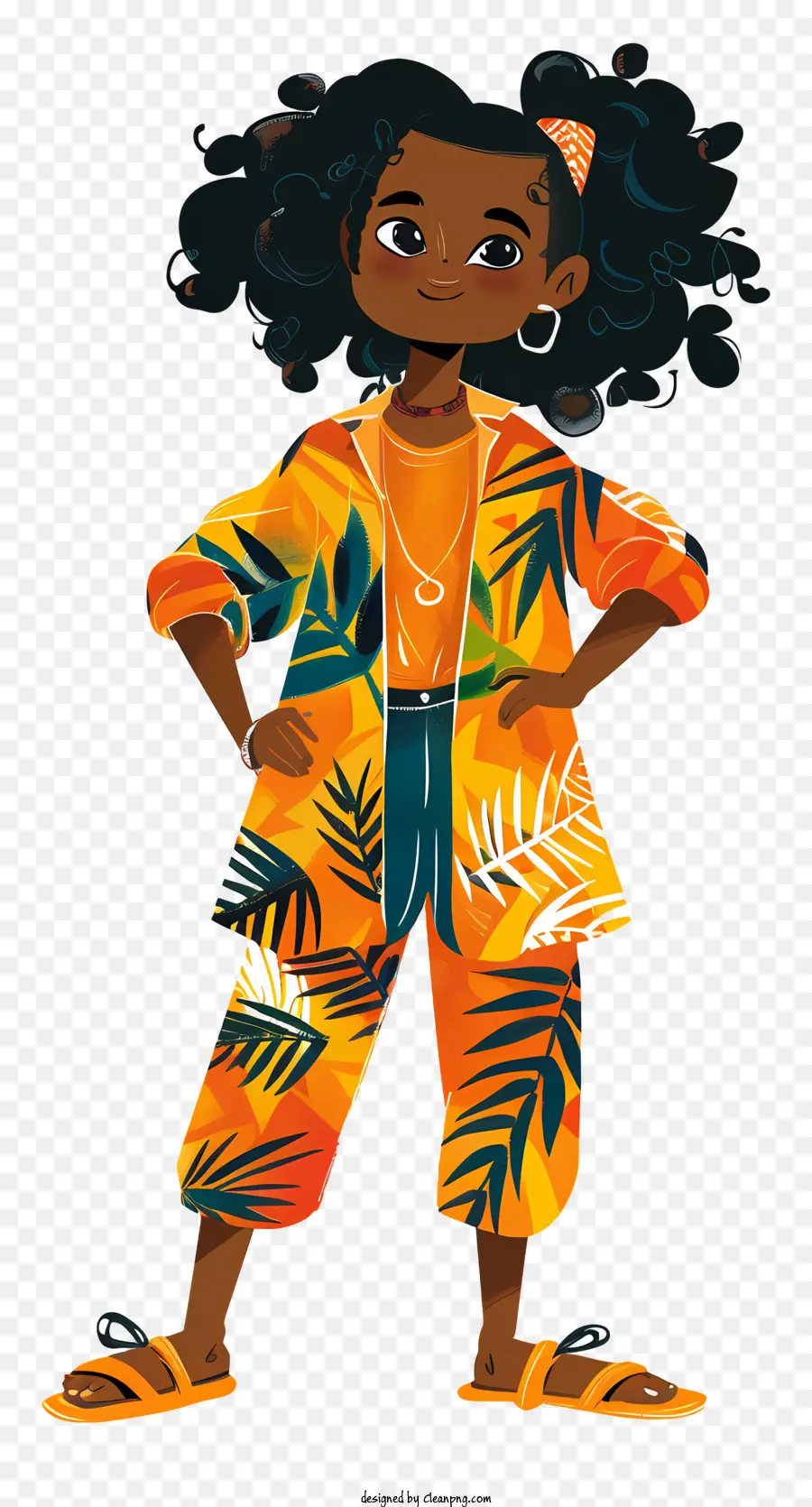 Garota Africana，Camisa Havaiana PNG