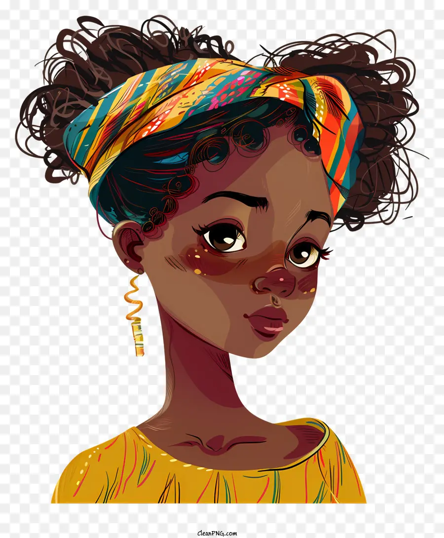 Garota Africana，Personagem De Desenho Animado PNG