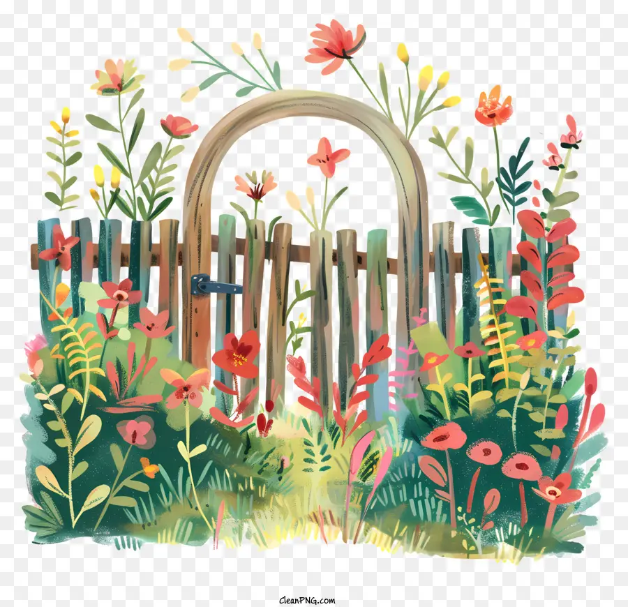 Portão Do Jardim Da Primavera，Pintura De Jardim PNG