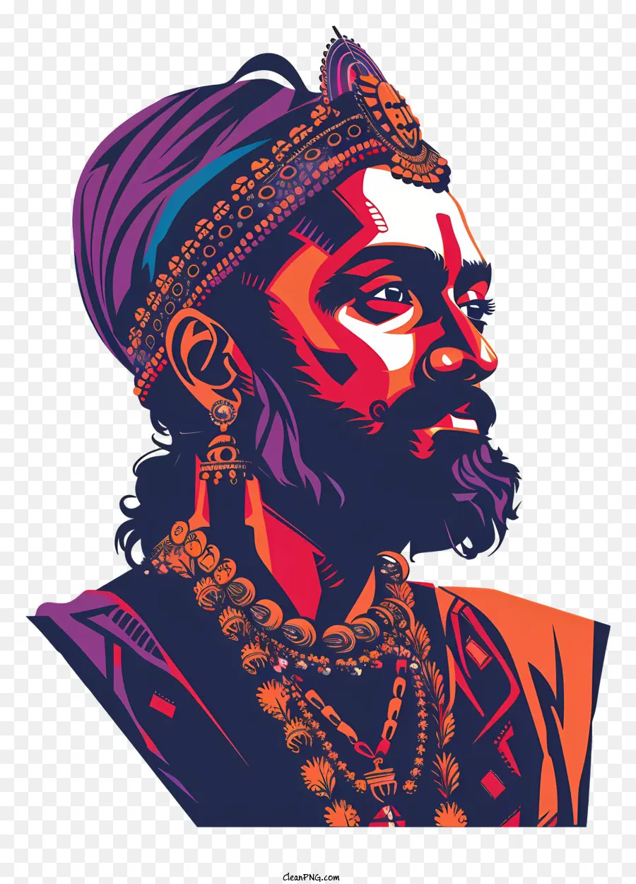 Shivaji Maharaj，Retrato Colorido PNG