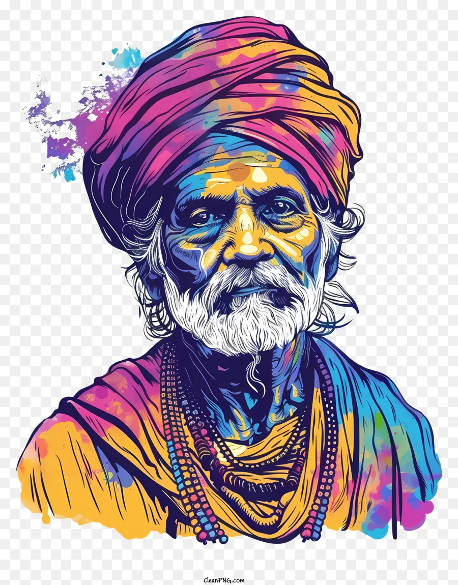 Homem Indiano，Pintura Digital PNG