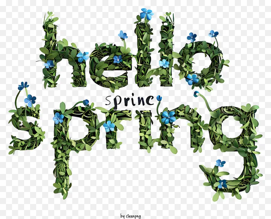 Olá Primavera，O Texto 3d PNG