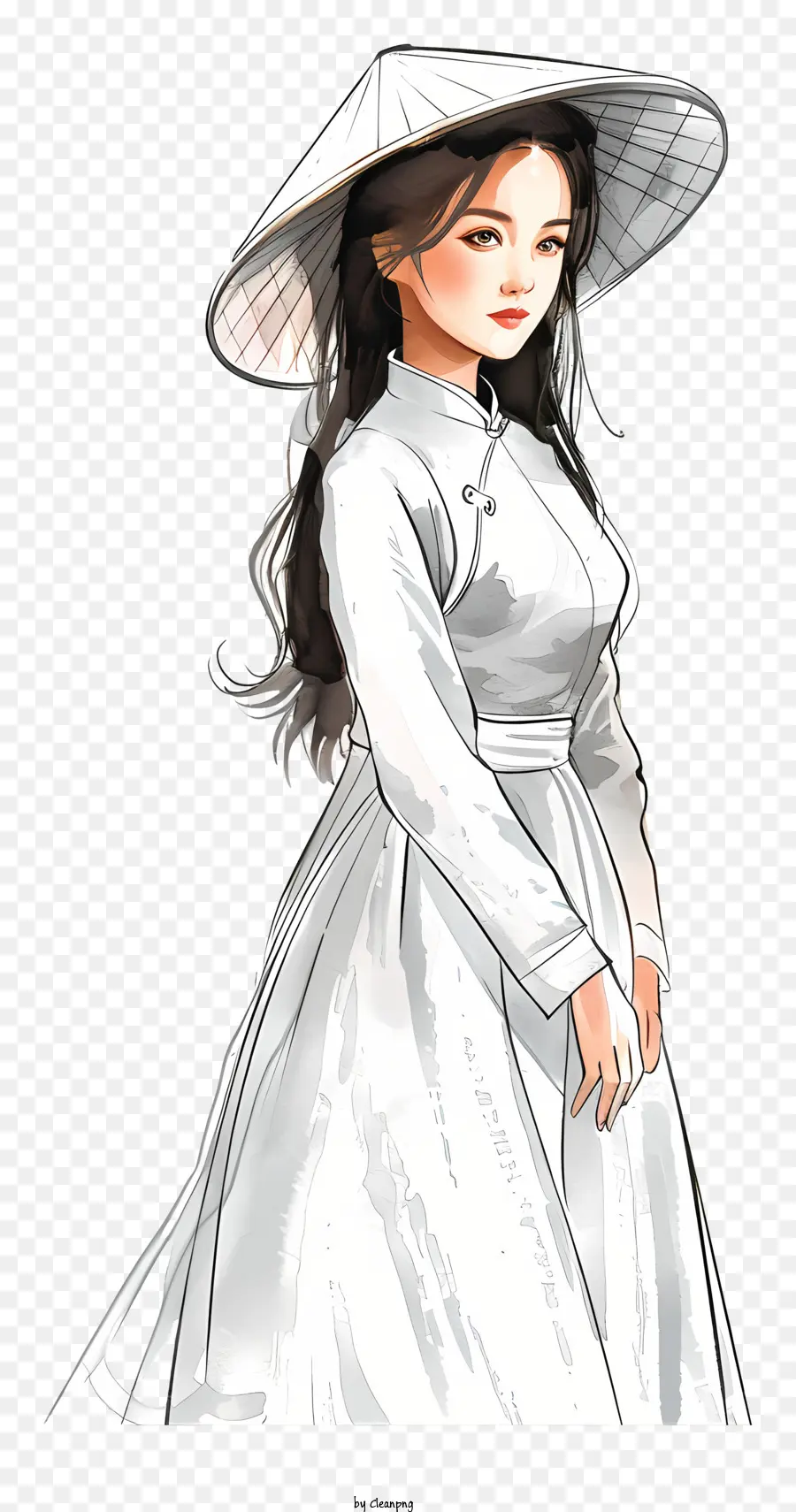 Ao Dai，Vestido Branco PNG