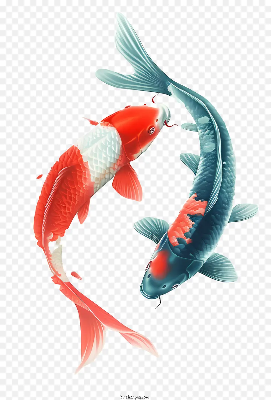 O Peixe Koi，Koi Vermelho E Branco PNG